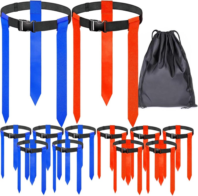 Unixing Flag Football Belts, 10 Sets Adjustable Flag Football Sets with Flags and Belts for Training, with Storage Bag - Image 1
